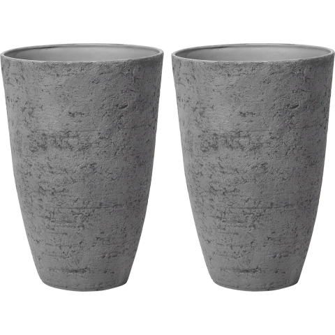 Beliani - CAMIA - Bloempot set van 2 L - Grijs - Stenenmix
