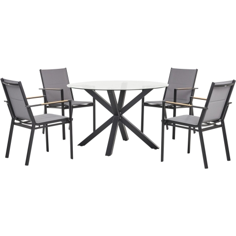 Beliani - MALETTO|BUSSETO - Tuinset voor 4 - Zwart - Aluminium