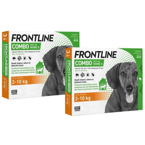 2x Frontline Combo Spot On Anti Vlooien en Teken Druppels Hond 2 - 10 kg 3 pipetten