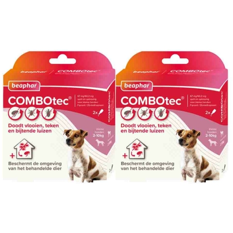 2x Beaphar Combotec Anti Teken- en Vlooiendruppels Hond 2-10 kg 2 pipetten