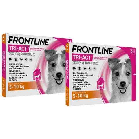 2x Frontline Tri-Act Anti Vlooien en Teken Druppels S 3 pipetten