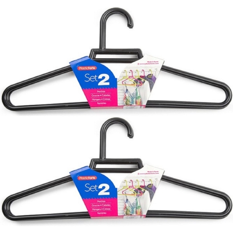 Kledinghangers - 30x - zwart - kunststof - 41 cm - kledingkast -