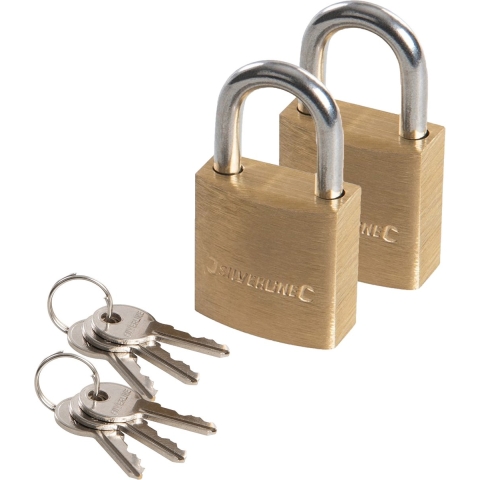 Hangslot met 3 sleutels - 2x - 50 mm - messing - kofferslot -