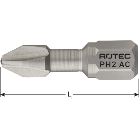 Rotec PRO Insertbit PH 2 L=25mm C 6,3 Torsion RVS - 10 stuks - 8011002