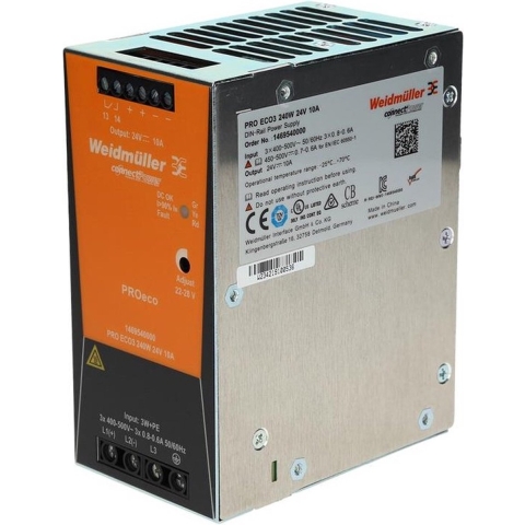 Weidmüller PRO ECO3 240W 24V 10A DIN-rail netvoeding 12 V/DC 10 A 240 W Aantal uitgangen: 1 x Inhoud: 1 stuk(s)