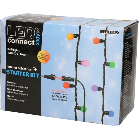 LED connect kerstverlichting gekleurd buiten 100 lampjes -