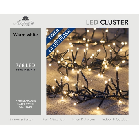 Clusterverlichting - timer - 768 leds - warm wit - kerstverlichting -