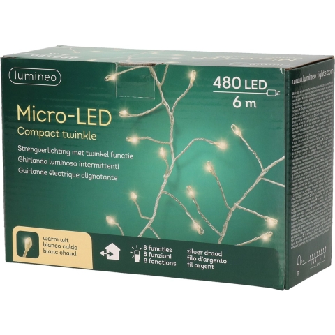 Lumineo Kerstverlichting - twinkel - warm wit - 480 LEDs - 6 m -