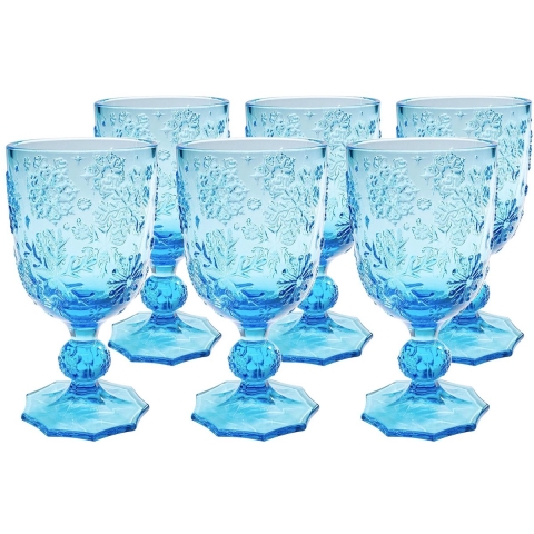 Kare Wijnglas Ice Flowers Blue
