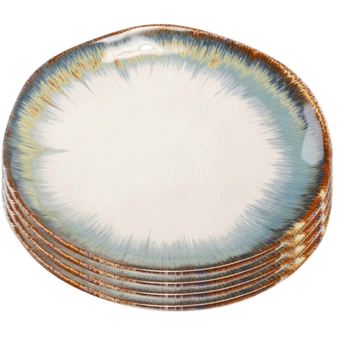 Kare Bord Organic White|Blue Ø20 cm