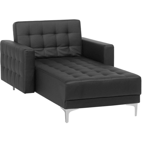 Beliani - ABERDEEN - Chaise longue - Zwart - Symmetrisch - Kunstleer