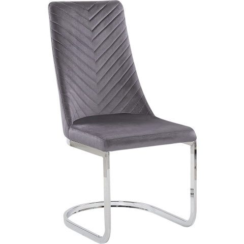 Beliani - ALTOONA - Eetkamerstoel - Grijs - Fluweel