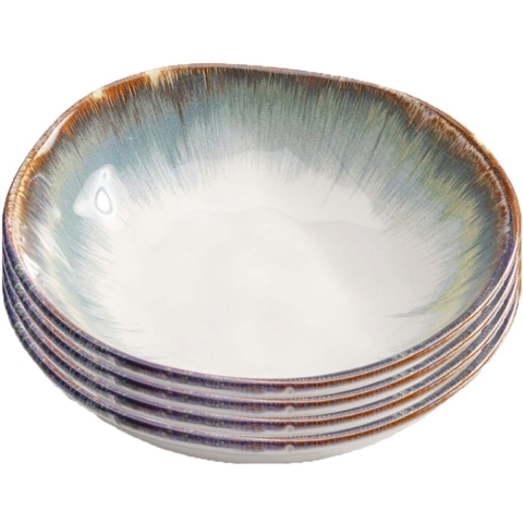 Kare Bord Diep Organic White|Blue Ø20 cm
