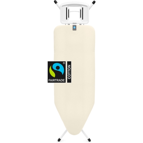 Strijkplank C, 124x45 cm met solide strijkijzerhouder - Ecru