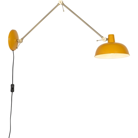 QAZQA Retro wandlamp geel met brons - Milou