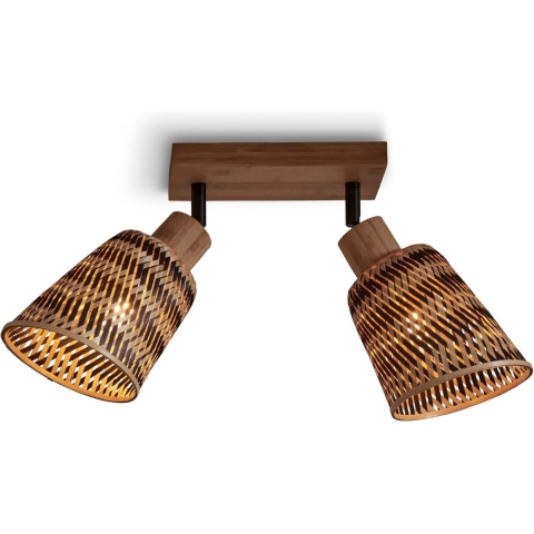 GOOD&MOJO Plafonniere Java - Bamboe Naturel|Zwart - 28x15x24cm