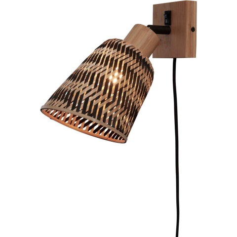 GOOD&MOJO Wandlamp Java - Bamboe Naturel|Zwart - Ø15cm