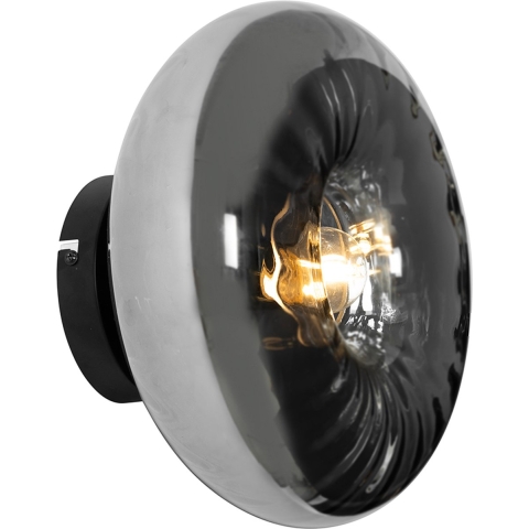 QAZQA Art Deco wandlamp zwart met smoke glas - Ayesha