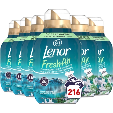 6x Lenor Wasverzachter Fresh Air Noorderlicht 36 Wasbeurten 504 ml