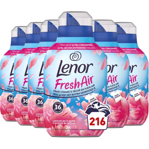 6x Lenor Wasverzachter Fresh Air Bloesem 36 Wasbeurten 504 ml