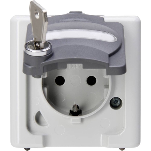 Kopp 103456009 BlueElectric Compleet Wandcontactdoos met randaarde afsluitbaar spatwaterdicht Grijs 1 stuks 1 stuk(s)