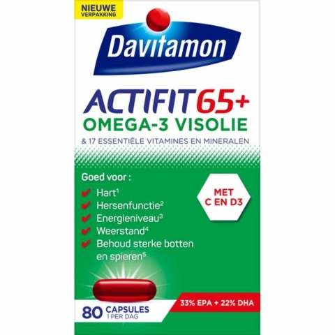Gratis Verzending: 4x Davitamon Actifit 65+ Omega-3 Visolie 80 capsules