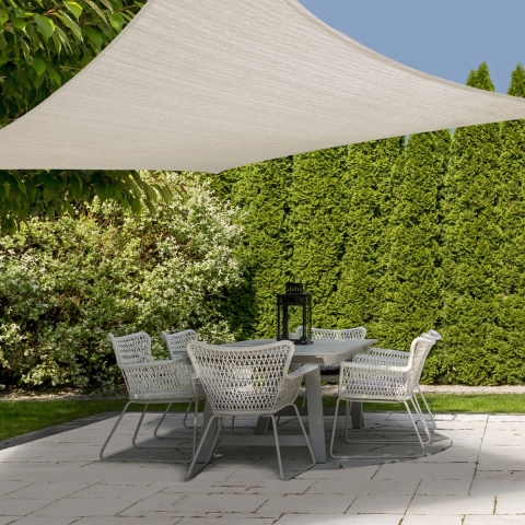 Schaduwdoek/zonnescherm vierkant creme 3 x 3 meter -