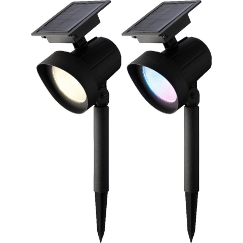 Set van 2x stuks solar spotlights/tuinpad verlichting op zonne-energie 31 cm -
