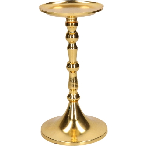 Luxe kaarsenhouder/kandelaar klassiek goud metaal 10 x 10 x 22 cm -