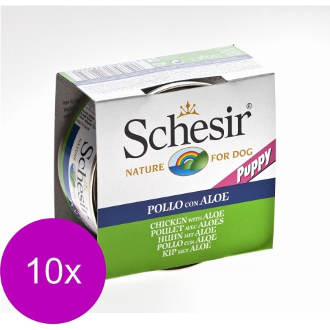 10x Schesir Hondenvoer Puppy Kip Aloe in Gelei 150 gr