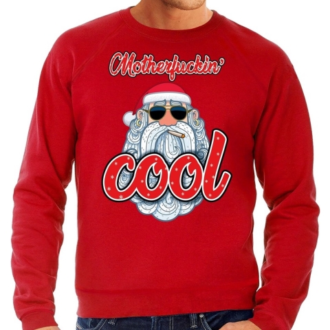 Grote maten Kersttrui kerstman motherfucking cool rood heren 4XL (60) -