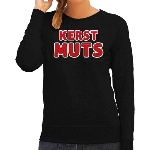 Foute kersttrui/sweater voor dames - kerst muts - zwart - kerstmuts - feestdagen M -