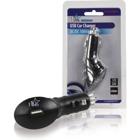 HQ - USB Auto Lader 12V - Zwart