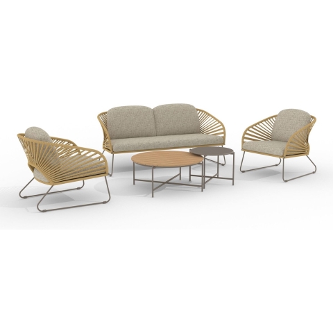 House Nordic - Lounge Set Staal Beige|Zand - 78x71|162x73cm - Novella