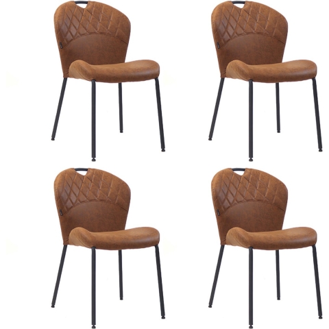 Bronx71 Stapelbare eetkamerstoel Fay eco-leer cognac - Eetkamerstoelen