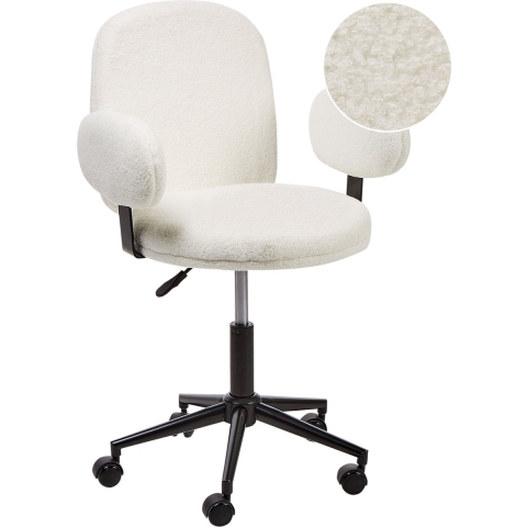 Beliani - MORAGA - Bureaustoel - Gebroken Wit - Bouclé