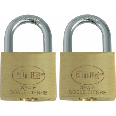 Hangslot met 2 sleutels - 2x - 60 mm - messing - kofferslot -