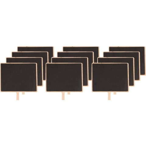 12x Houten memo krijtbordje met knijper 15 x 12 cm -