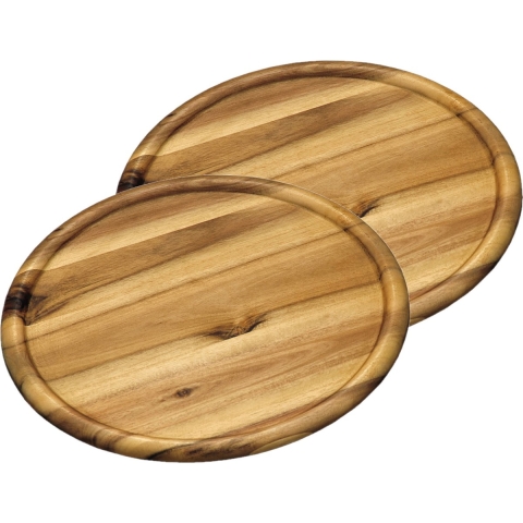 Houten serveerbord/pizzabord rond - 3x -D32 cm - Pizzaborden/serveerborden van acacia hout -