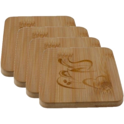 Set van 16x stuks houten vierkante glazen onderzetters 10 x 10 cm -