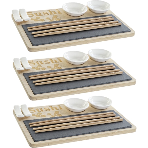 Bamboe sushi serveerset voor 6 personen 7-delig -