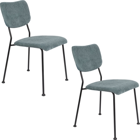 Zuiver Benson Eetkamerstoelen Grijs|Blauw - Set van 2