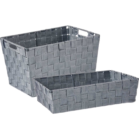 Kast/badkamer opbergmandjes set van 6x stuks zilvergrijs in 2 formaten -