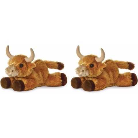 Set van 2x stuks pluche stieren/koeien knuffel 20 cm -