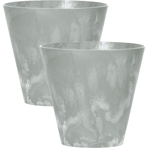 Set van 3x stuks kunststof bloempotten/plantenpotten betonlook 30 cm licht grijs -