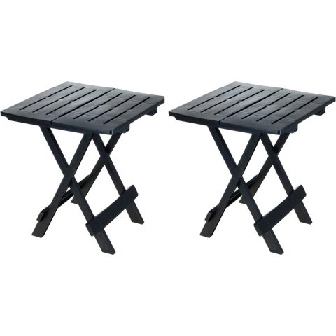 Opvouwbaar tuin bijzet tafeltje - 2x - Kunststof - antraciet grijs - 44 x 44 x 50 cm -
