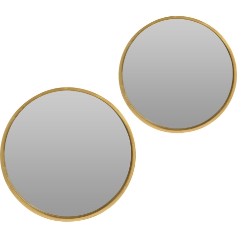 Spiegels set rond - 2x - goud - 30 cm + 40 cm - hout -