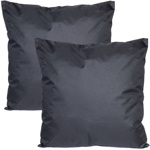 Buiten of tuin sier kussens - 2x - zwart - 60 x 60 cm - binnen/buiten - tuinbank -