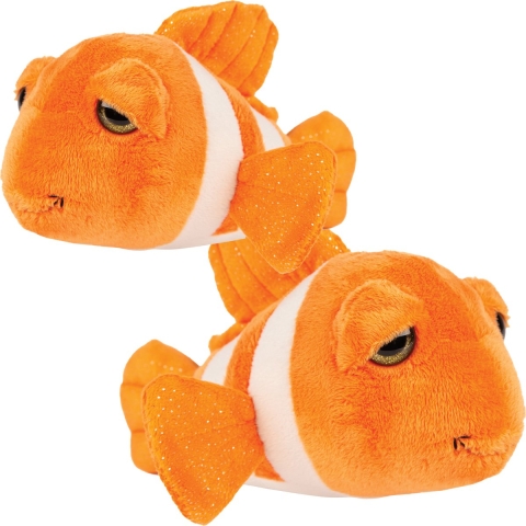 Suki Gifts pluche Clownvissen knuffeldier set - cute eyes - oranje - 25 en 15 cm -