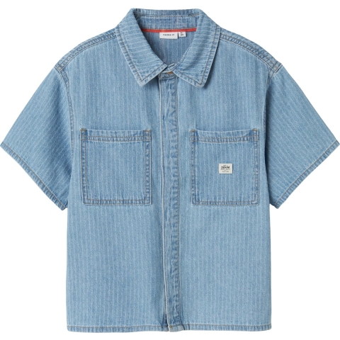 Name It Overhemd - NkmFelix - Light Blue Denim/Strepen - Name It - 11 jaar (146) - Overhemd
